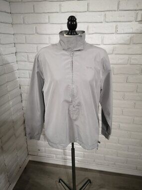 Izod Ladies Size Medium Grey 1/2 Zip Made in Hong Kong Windbreaker Golf